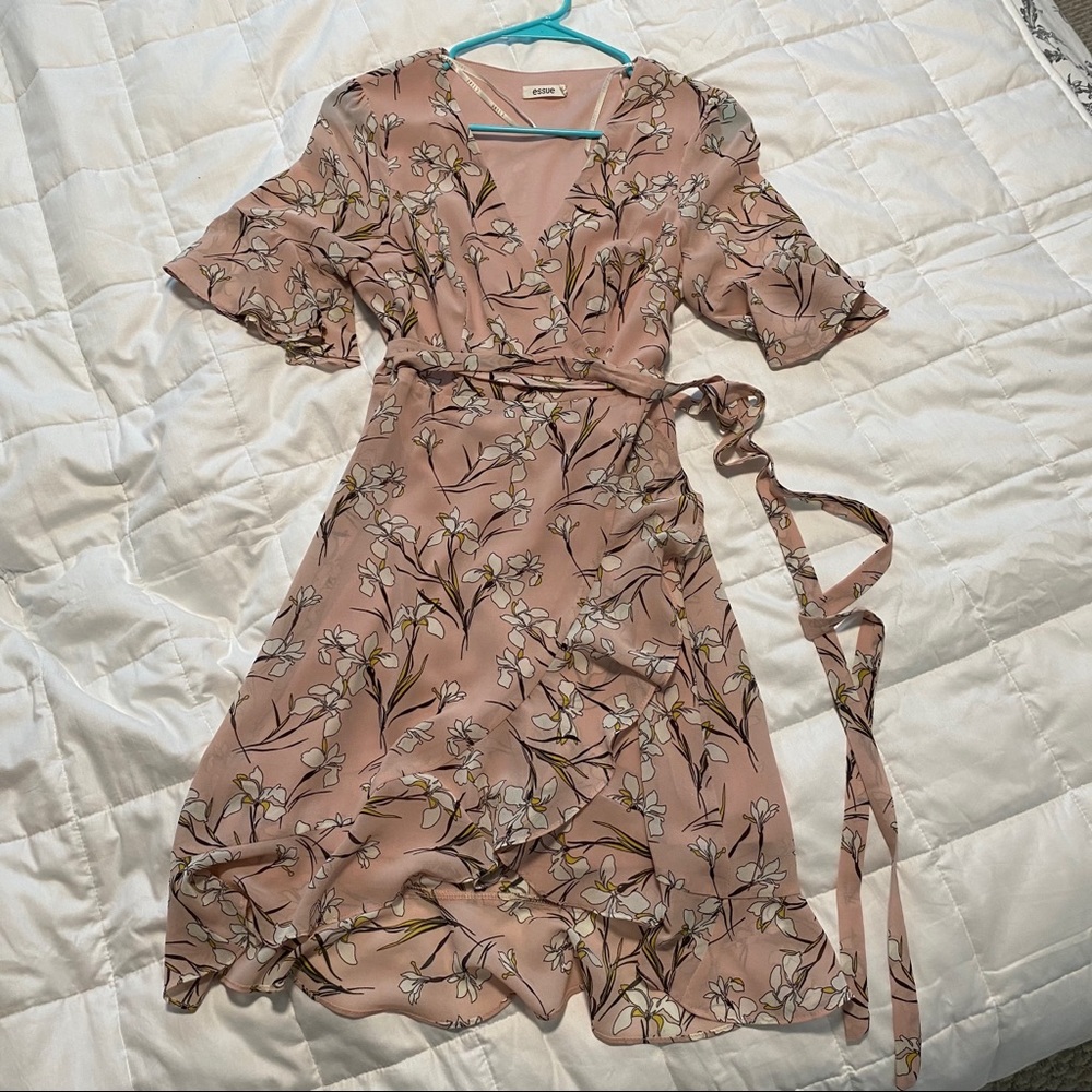 Floral Pink Wrap Dress
